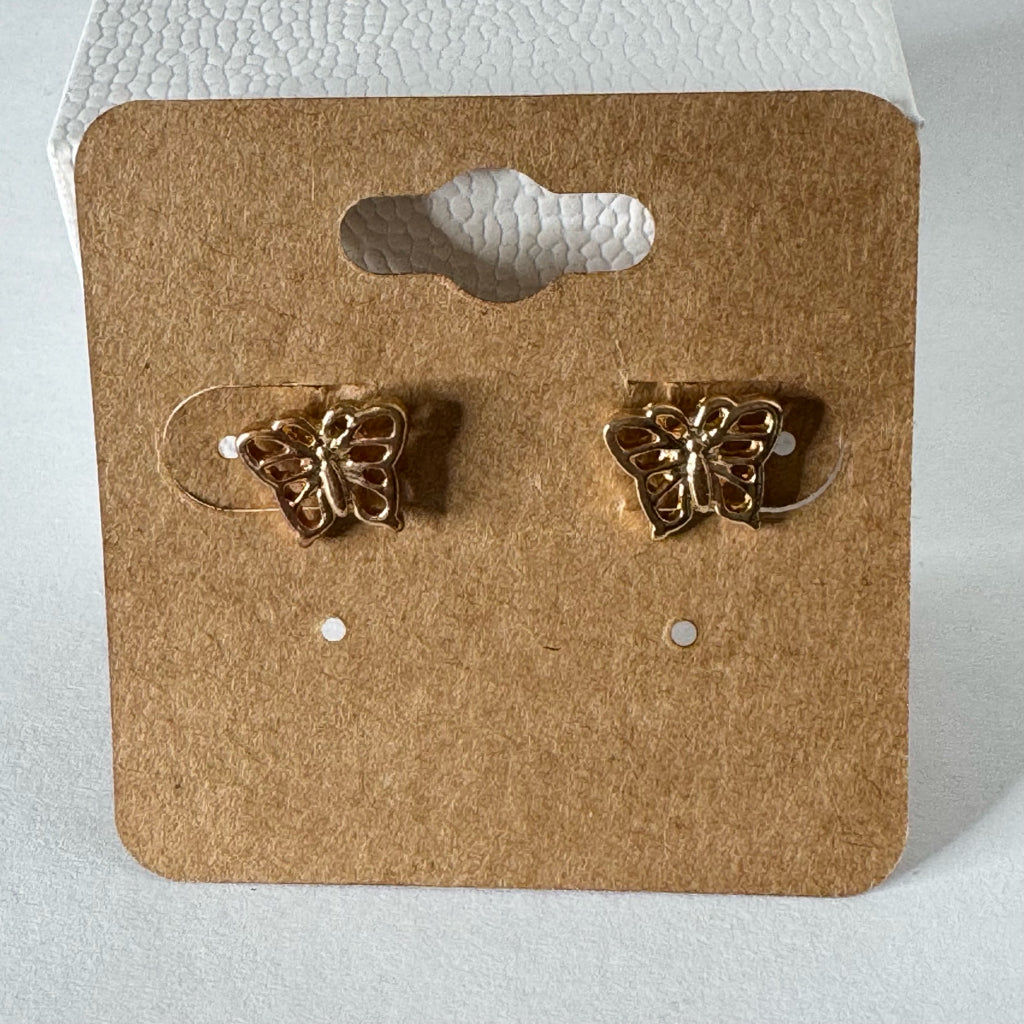 Gold Filigree Butterfly Stud Earrings