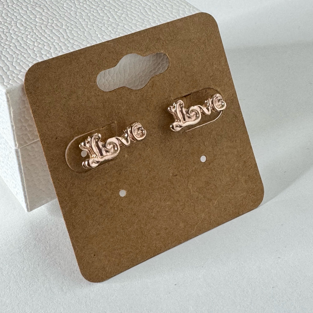 Cursive "Love" Stud Earrings