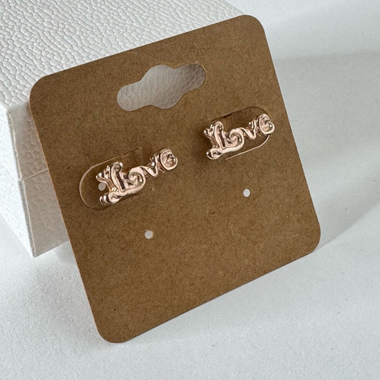 Cursive "Love" Stud Earrings