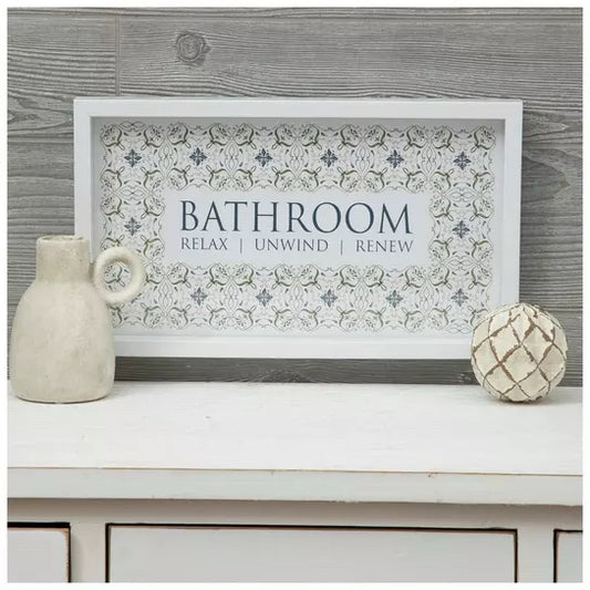 Floral Bathroom Framed Wood Wall Decor
