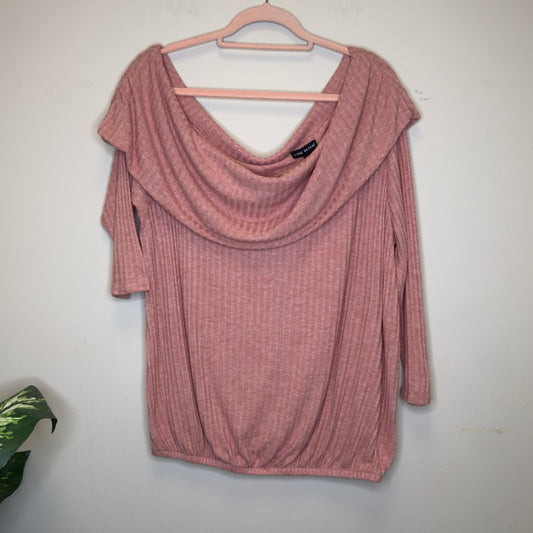 Lane Bryant Ribbed Cowl Neck Off One Shoulder Top - Size 18/20 (2X)