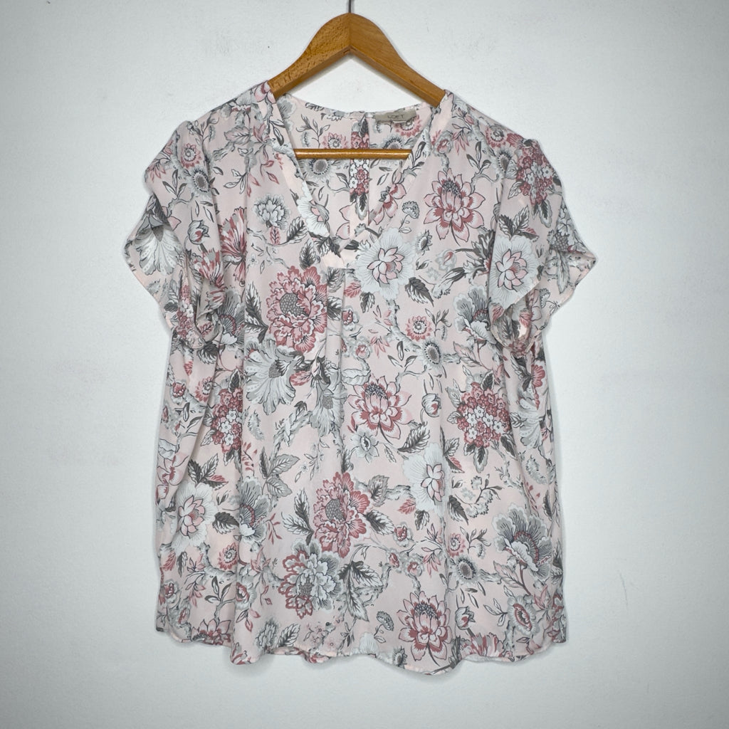 Loft Tulip Sleeve Button Back Top - Size XL