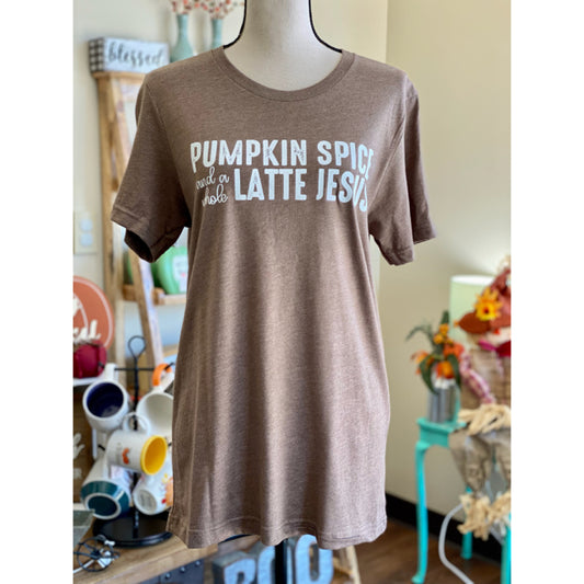 Pumpkin Spice And A Whole Latte Jesus Tee - Size Medium