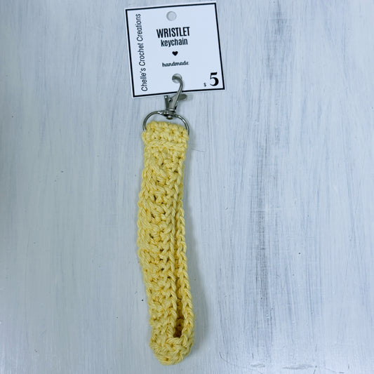 Handmade Crochet Wristlet Keychain - Yellow