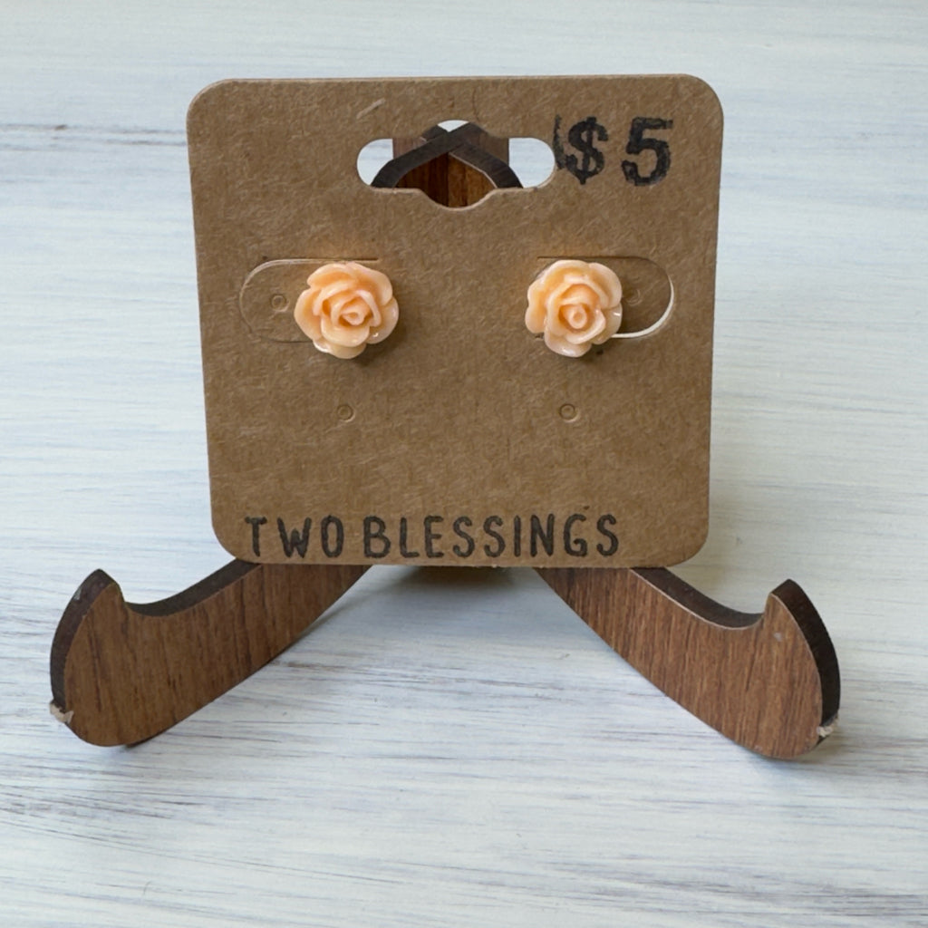 Two Blessings Earrings - Flower - Peach