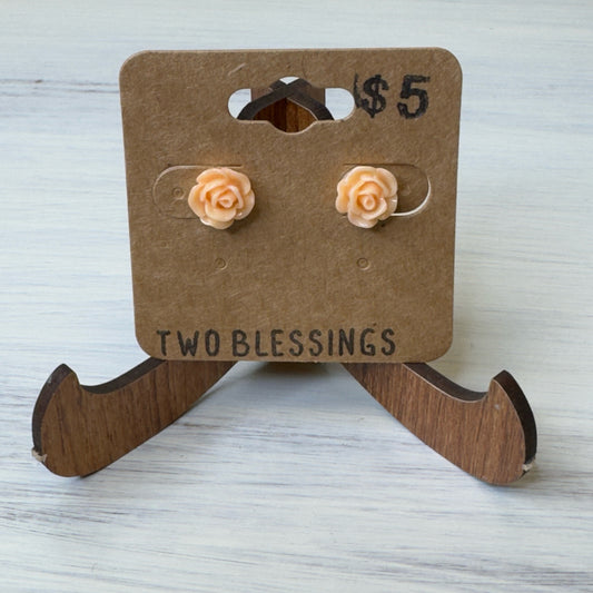 Two Blessings Earrings - Flower - Peach