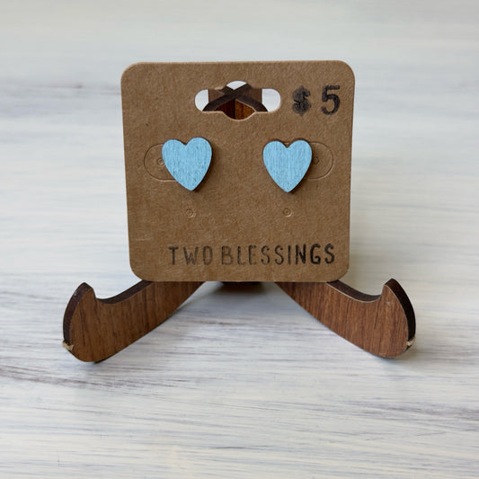 Two Blessings Earrings - Wood Earrings - Blue