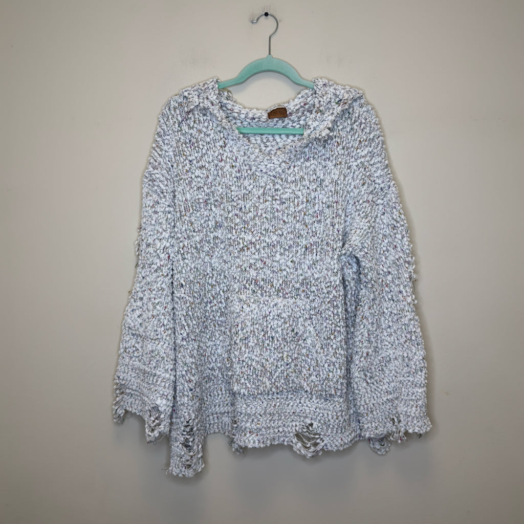 POL Distressed Hooded Sweater - Size Large