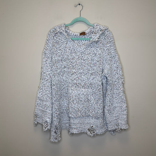 POL Distressed Hooded Sweater - Size Large