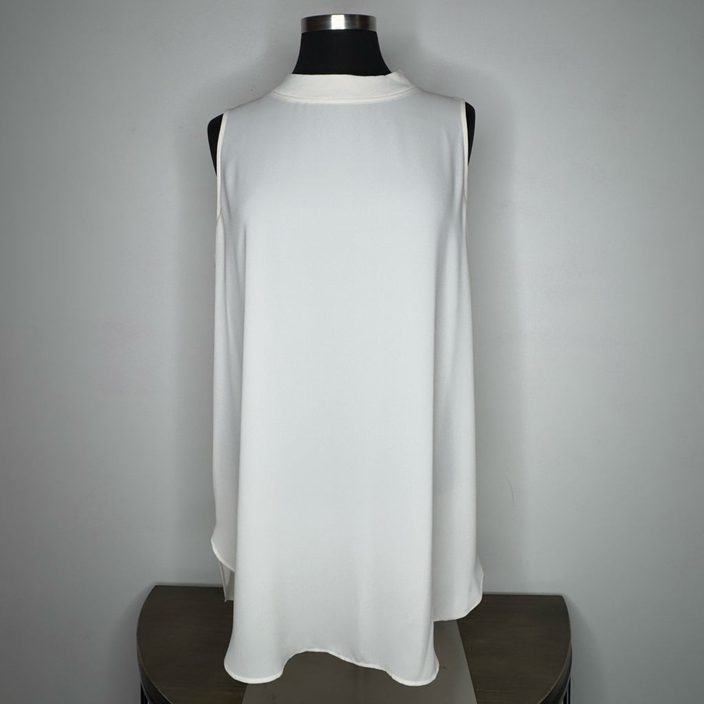Loft Mock Neck 1/4 Back Zip Sheer Sleeveless Top - Size Large