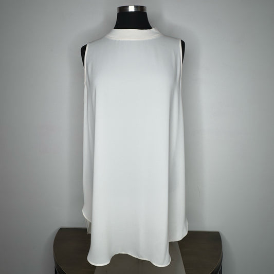 Loft Mock Neck 1/4 Back Zip Sheer Sleeveless Top - Size Large