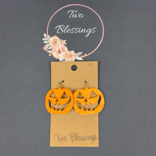 Two Blessings Earrings - Glitter Pumpkins