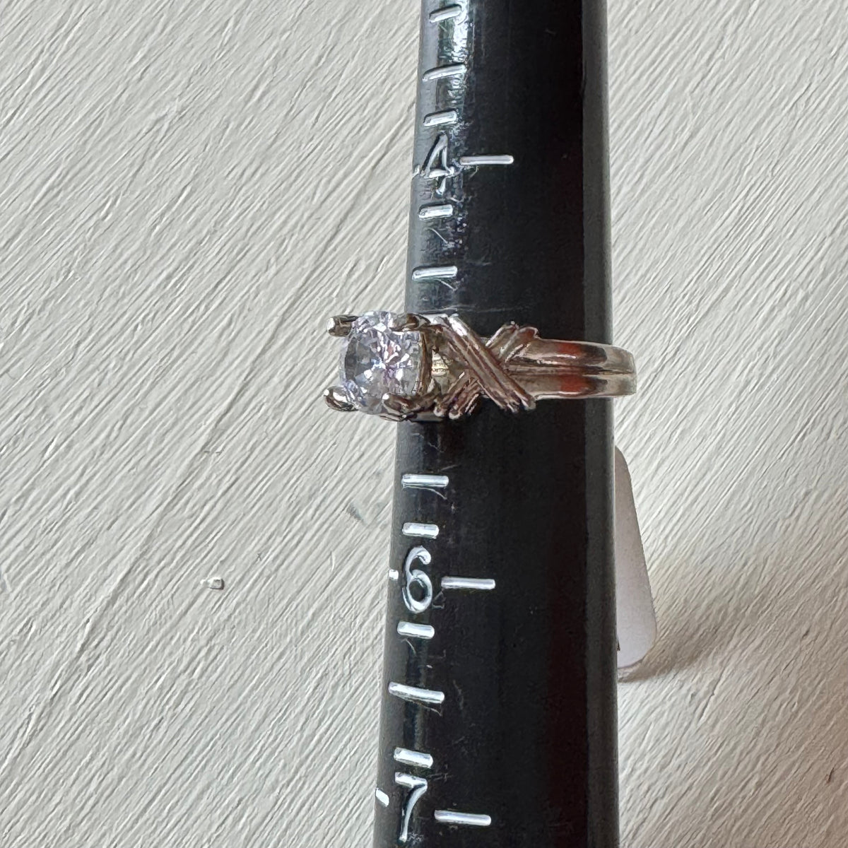 Faux Diamond Criss Cross Ring - Size 5