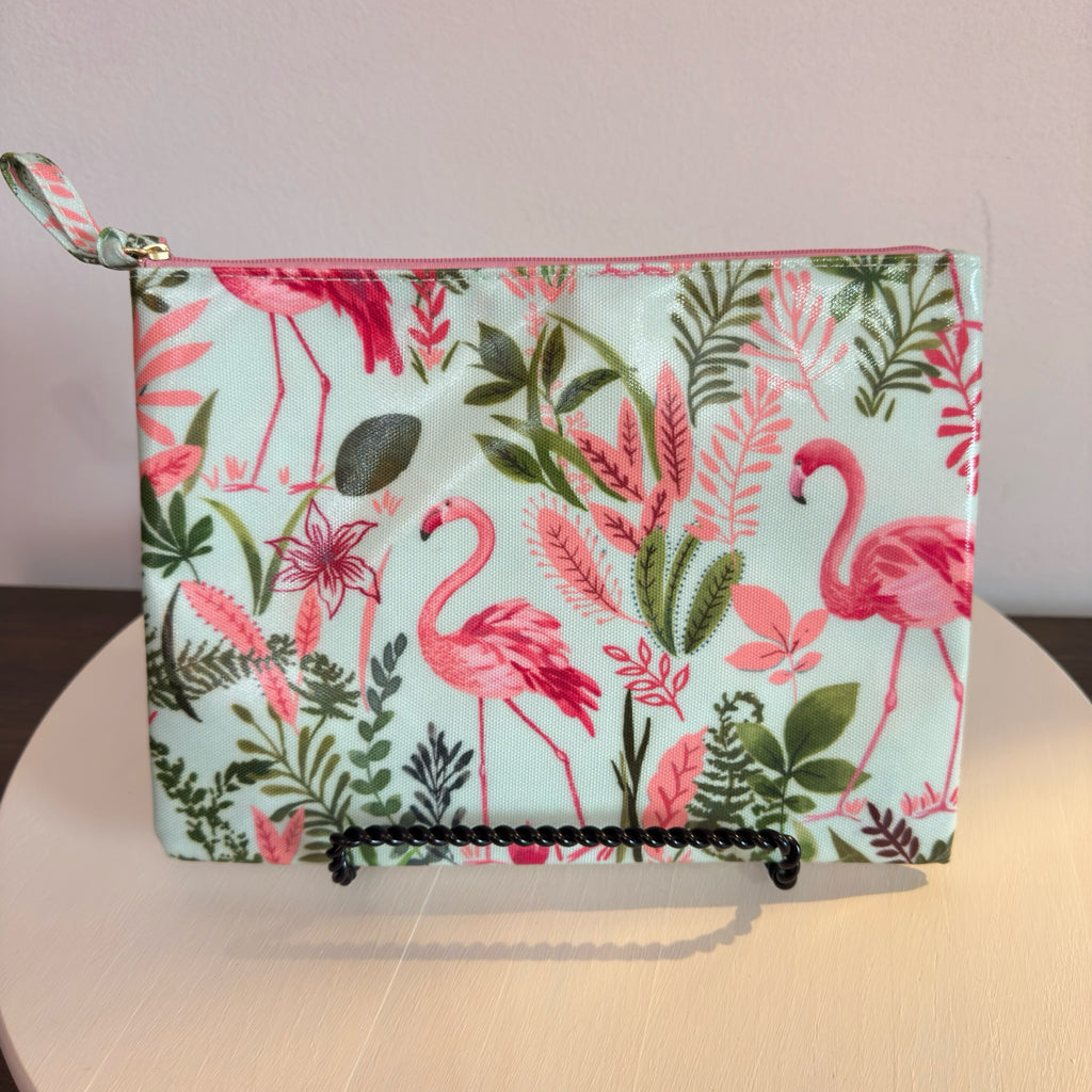 Flamingo & Tropical Print Zipper Pouch