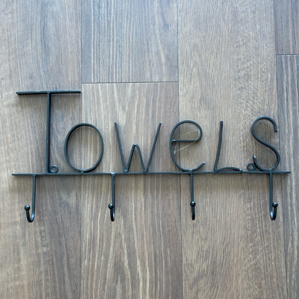 Black Metal Towels Wall Hook