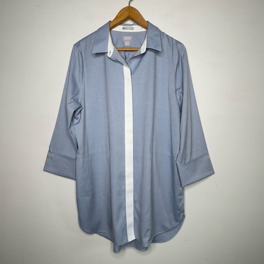 Chico's No Iron Stretch Casual Tunic Top - Size Large (14)