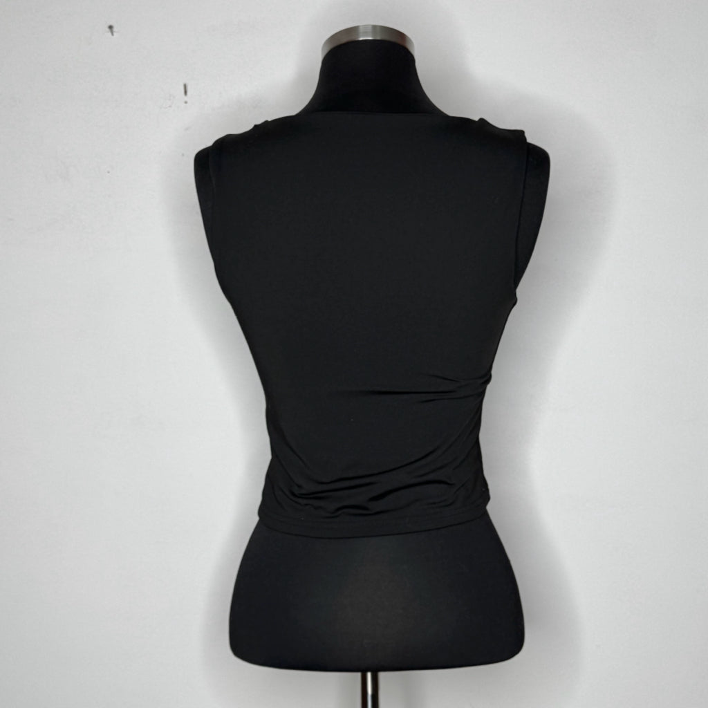 Black Cropped Fitted Tank Top - Size Small