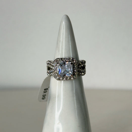 Princess Cut Cushion Halo Statement Ring - Size 5