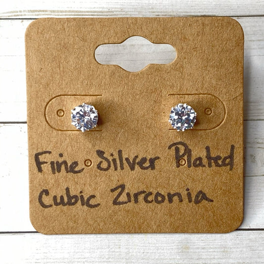 Fine Silver Plated Cubic Zirconia Earrings