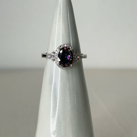 Mystic Topax Halo Cluster Ring - Size 5