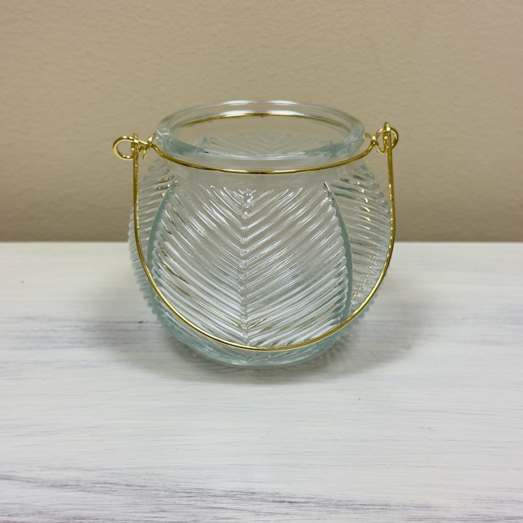 Glass Candle Holder w/Gold Handle