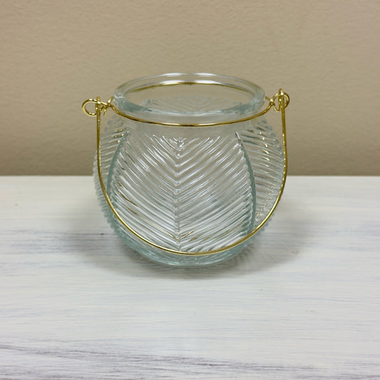 Glass Candle Holder w/Gold Handle