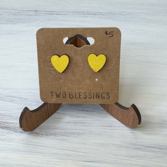 Two Blessings Earrings - Wood Earrings - Yellow