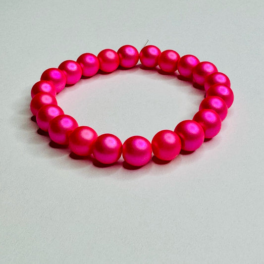 Inga Ann's Beaded Bracelet - Bright Pink Pearlescent