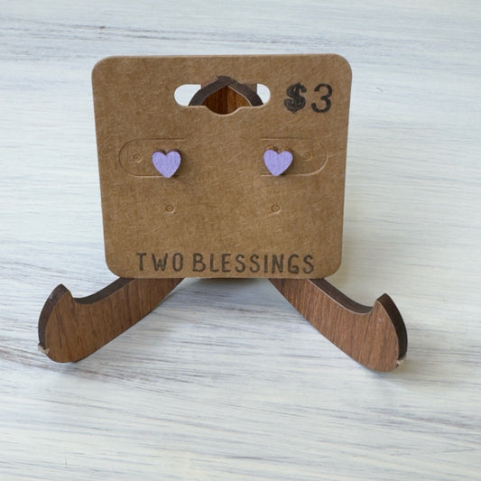 Two Blessings Earrings - Wood Earrings - Lavender
