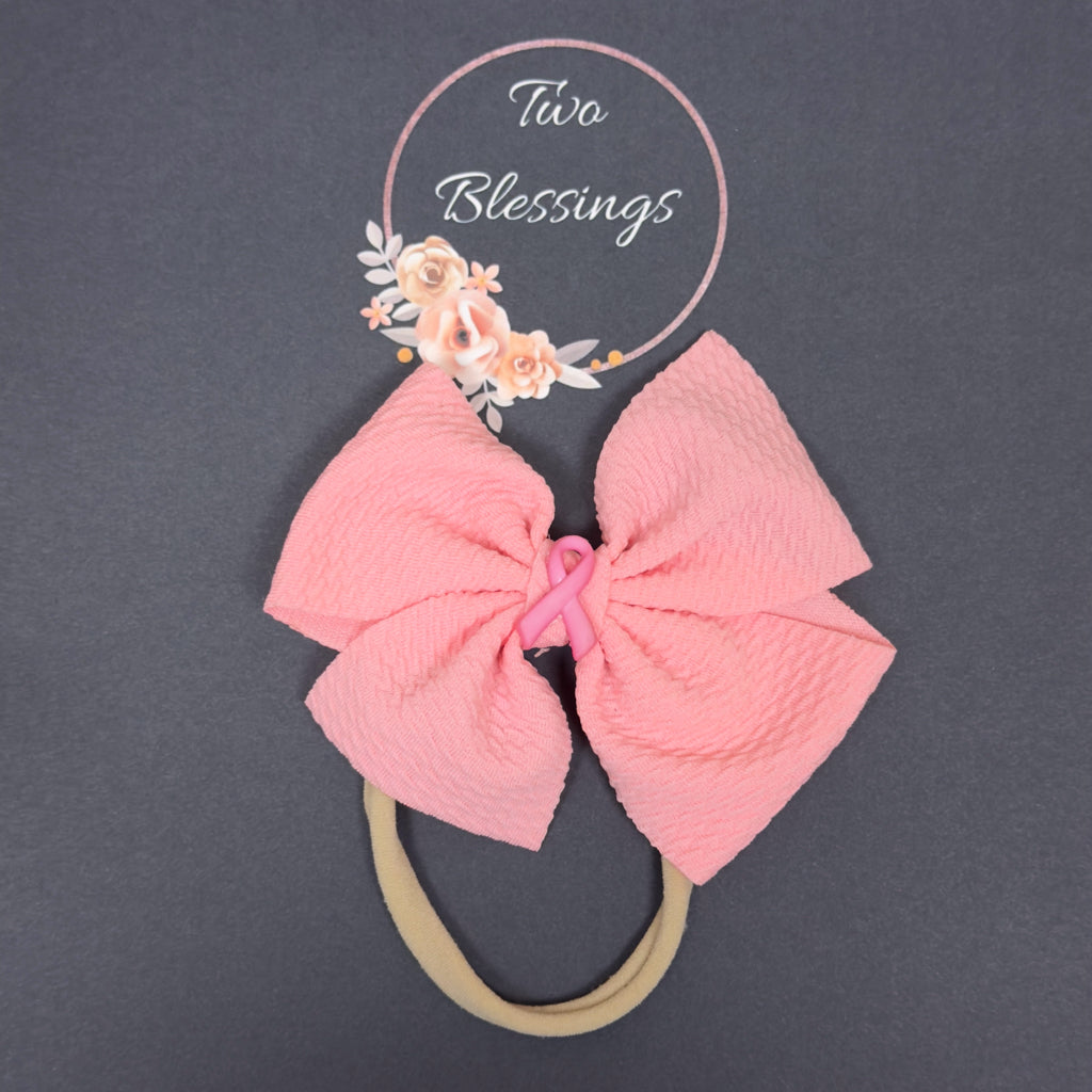 Two Blessings Headband - Breast Cancer Awareness Ribbon