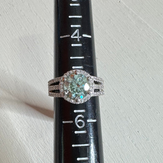 Ice Blue Moissanite Ring - Size 5