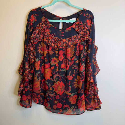 Loft Woodland Ruffle Blouse - Size XL