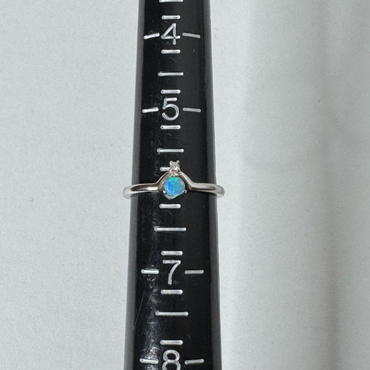 925 Sterling Silver Blue Opal Ring - Size 6