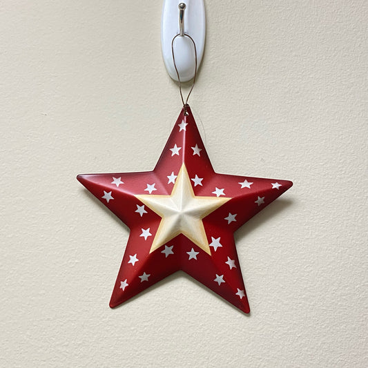 Primitive Hanging Red & White Metal Star