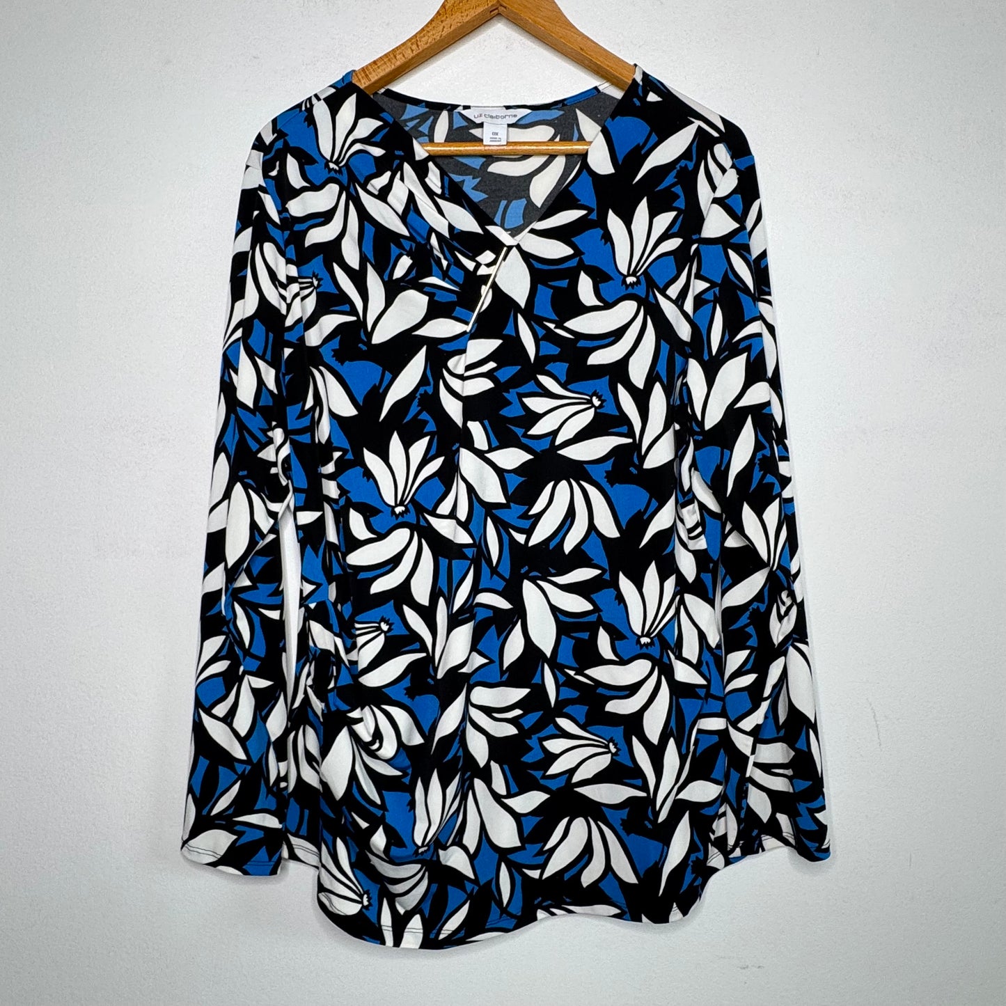 Liz Claiborne Ruched Geometric Print Top - Size 0X