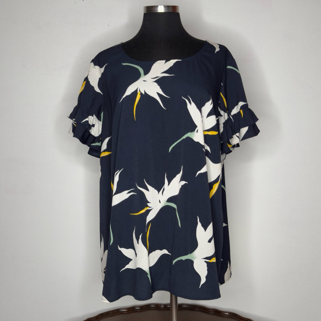 Lane Bryant Floral Print Ruffle Sleeve Top - Size 2X (18)