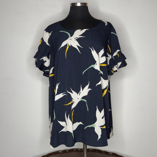 Lane Bryant Floral Print Ruffle Sleeve Top - Size 2X (18)