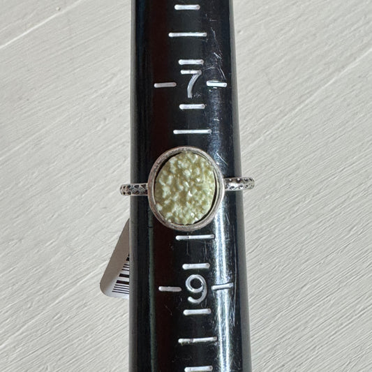 Antique Silver Tone Round Faux Druzy Ring - Size 8