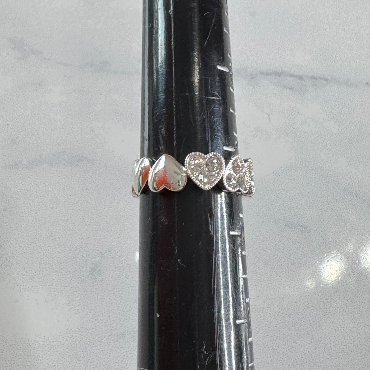 Pave Heart Eternity Band Ring - Size 9