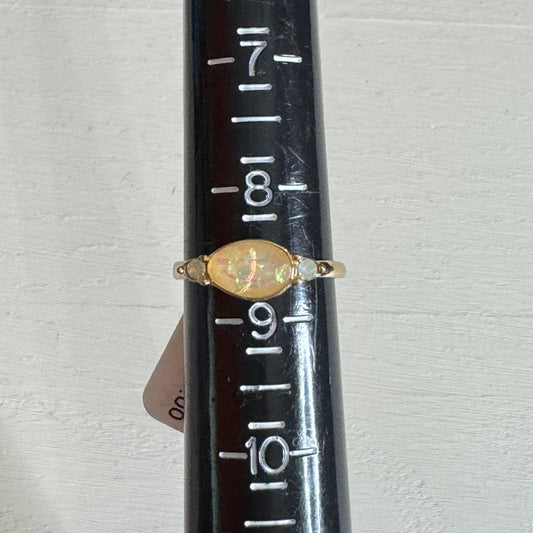 Gold Tone Marquise Faux Opal Ring - Size 9