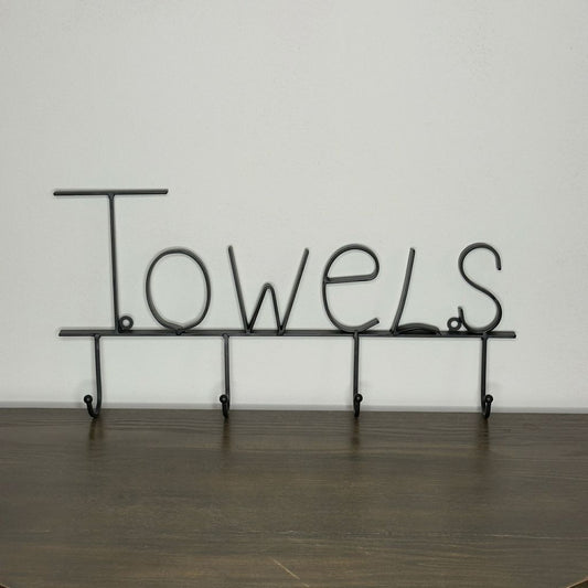 Black Metal Towels Wall Hook
