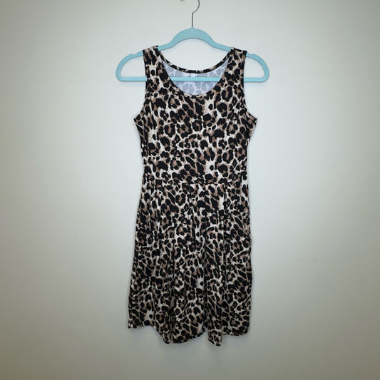 Leopard Print Sleeveless Dress - Size Small