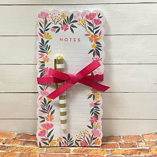 Floral Print Notepad w/Pen