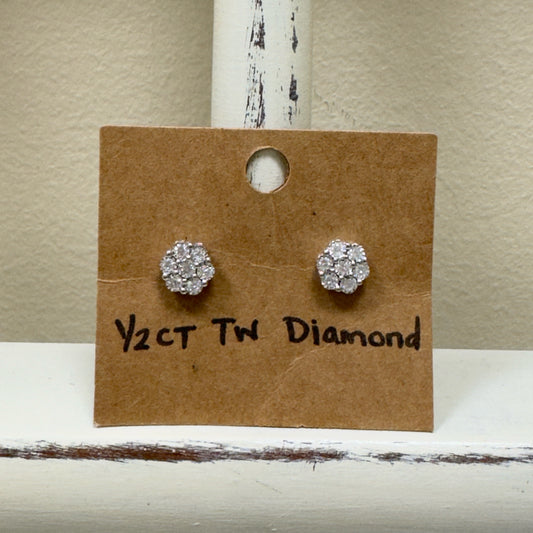 1/2 Ct. Tw. Diamond Sterling Silver Post Earrings