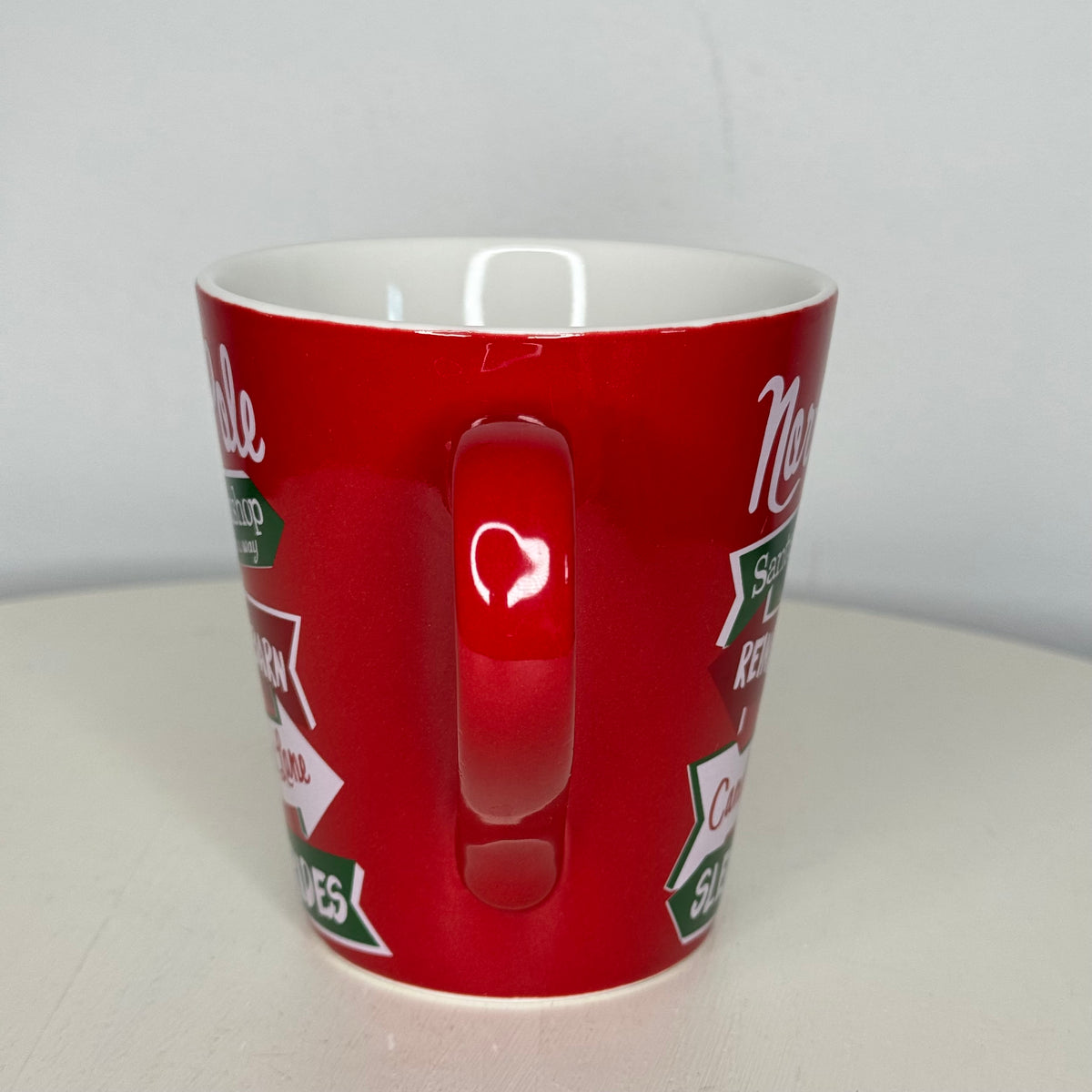 North Pole Santa’s Workshop Reindeer Candy Cane Sleigh Mug