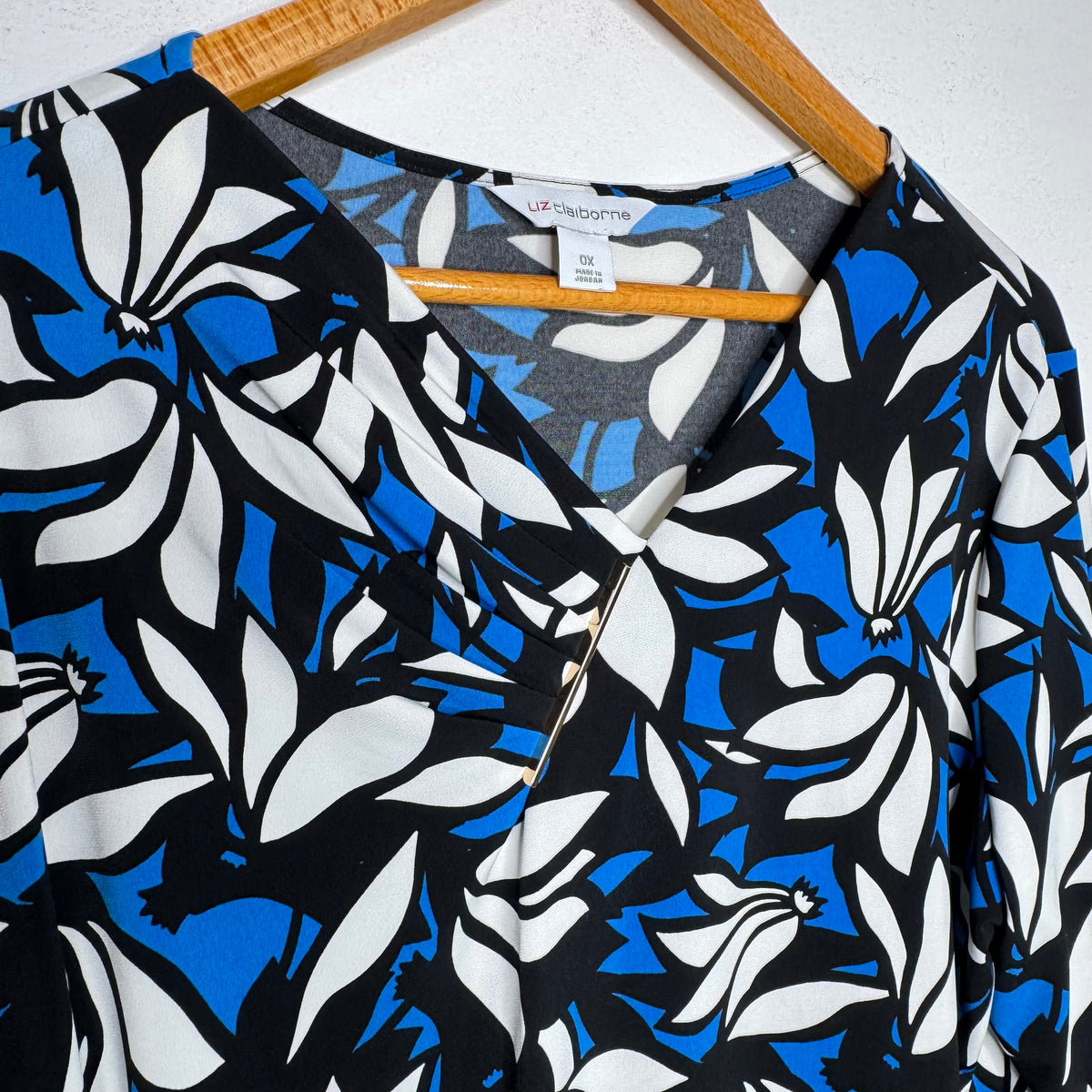 Liz Claiborne Ruched Geometric Print Top - Size 0X