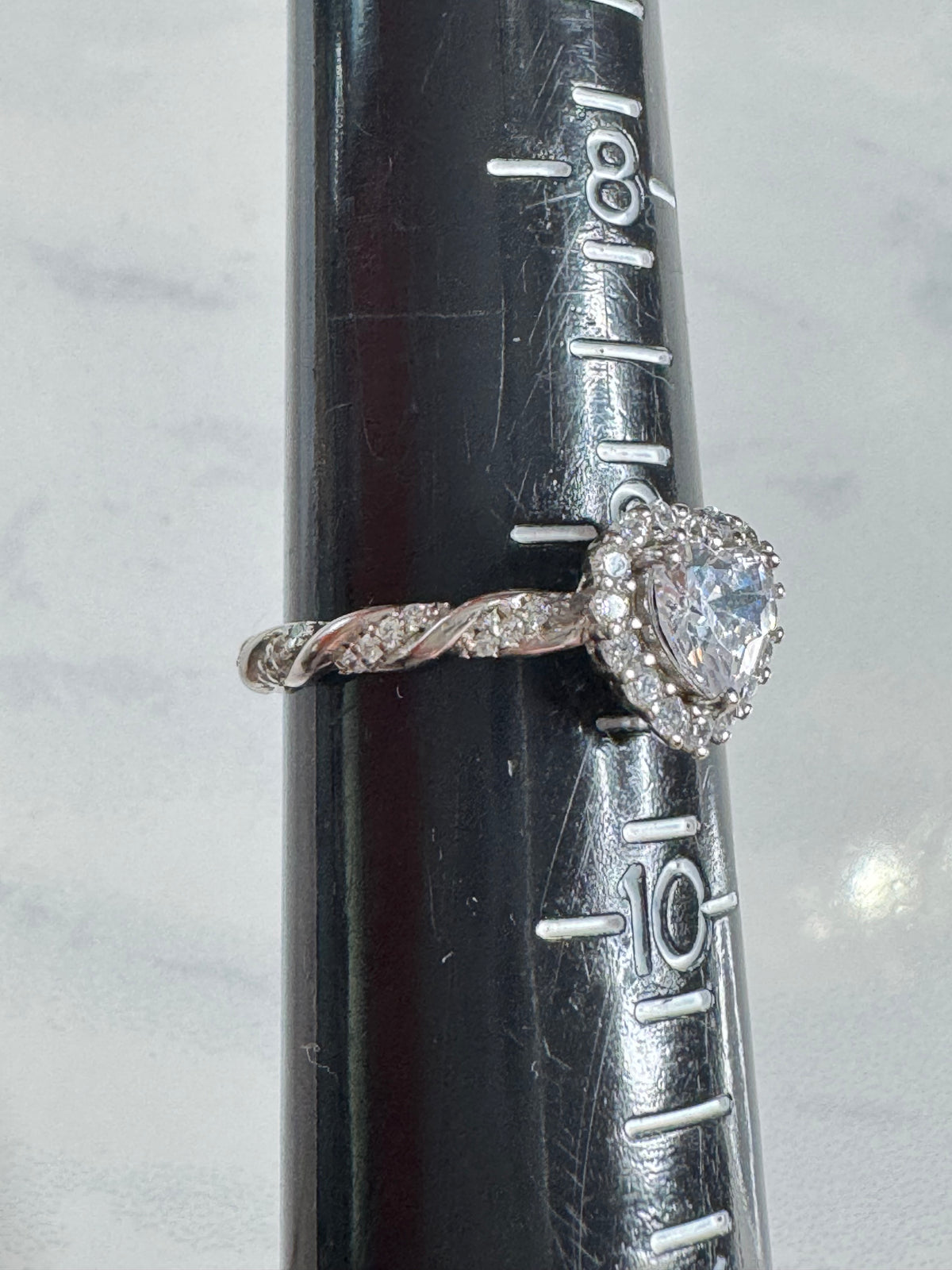 Heart-Cut Engagement Ring With Twisted Band - Size 9