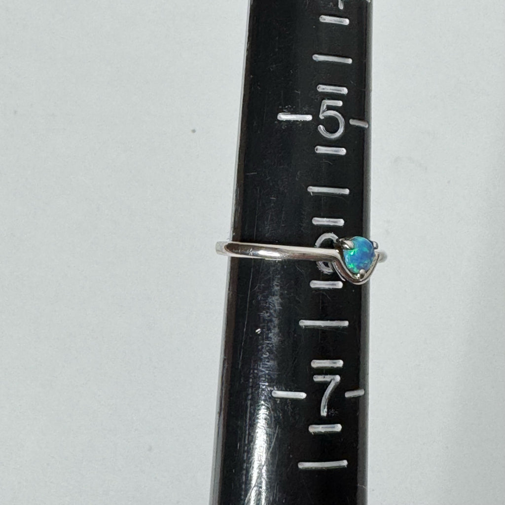 925 Sterling Silver Lab-Created Blue Fire Opal Ring - Size 6
