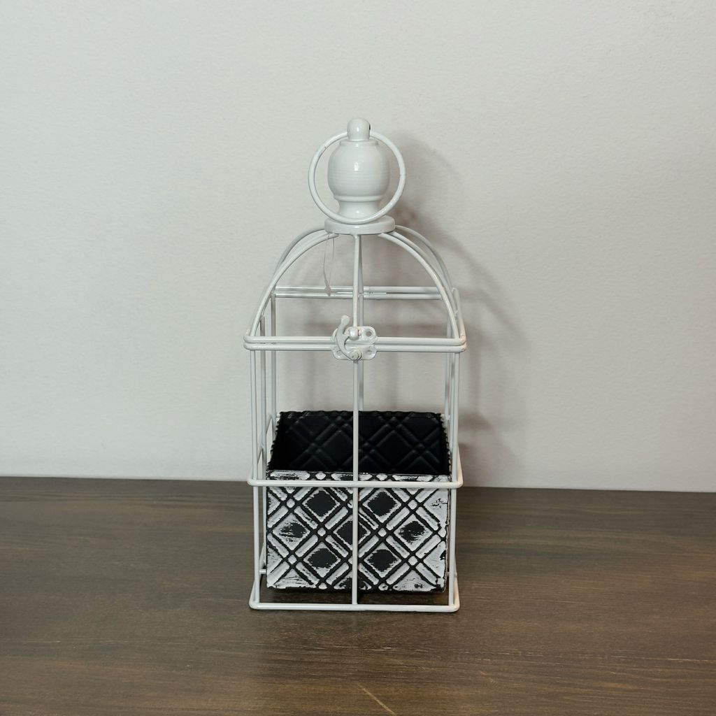 White Lantern Planter