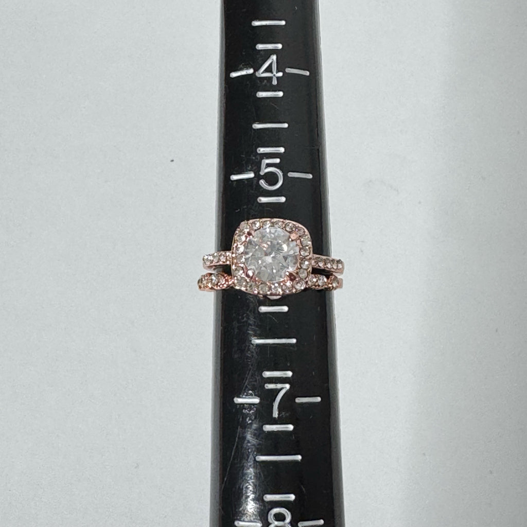 Cushion Cut Halo Engagement Ring & Band - Size 6